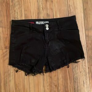 Paris Blues Black Jean Shorts Frayed